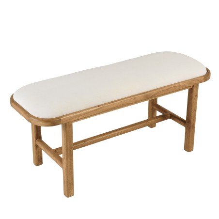 Banc avec coussin blanc en bois et rotin | Collection Amy