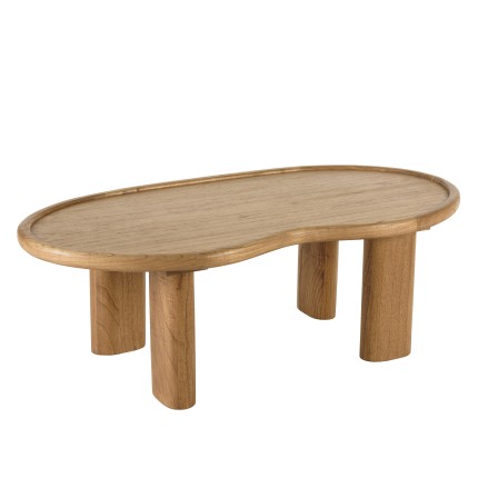 Organic-shaped coffee table in mindi wood, 120 cm | Amy Collection