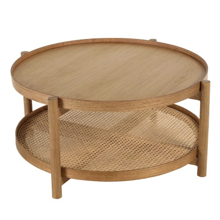 80.5cm wooden coffee table with rattan shelf | Amy Collection