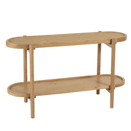 Console table with natural rattan shelf | AMY