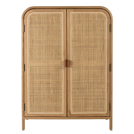 Rounded wooden and rattan cabinet - 3 shelves | Amy Collection