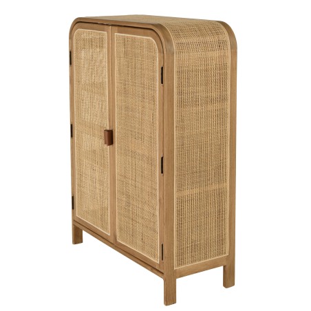 Armoire arrondie en bois et rotin - 3 étagères | Collection Amy
