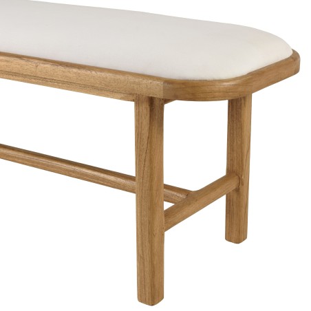 Banc avec coussin blanc en bois et rotin | Collection Amy