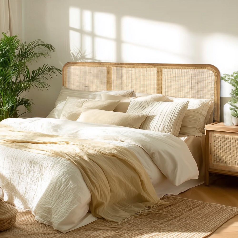 AMY - Headboard in mindi wood and natural rattan for 140/160 cm beds AMY - Headboard in mindi wood and natural rattan for 140/160 cm beds