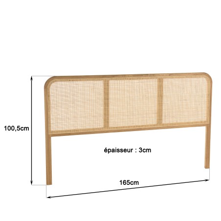 Tête de lit pour lits 140/160 cm en bois et rotin | Amy