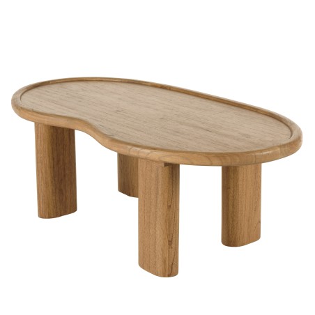 Organic-shaped coffee table in mindi wood, 120 cm | Amy Collection