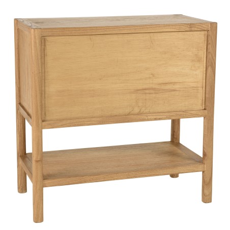 Buffet 2 étagères 2 portes coulissantes en mindi et rotin naturel | Collection Amy