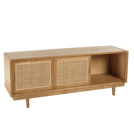 TV cabinet in wood and natural rattan | Macabane Furniture - Amy