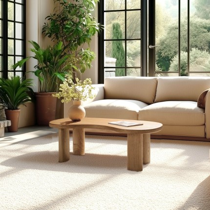 Wave-shaped coffee table in mindi wood | Amy