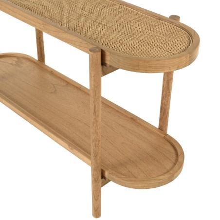 Console table with natural rattan shelf | AMY