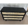 SECOND-HAND - Black chest of drawers with 3 drawers and cane detailing