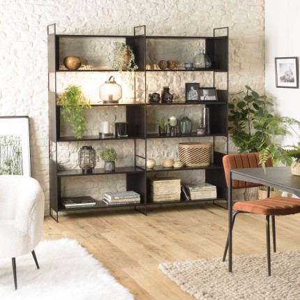 SECOND-HAND - Black 10-compartment, 5-tier shelving unit with metal base