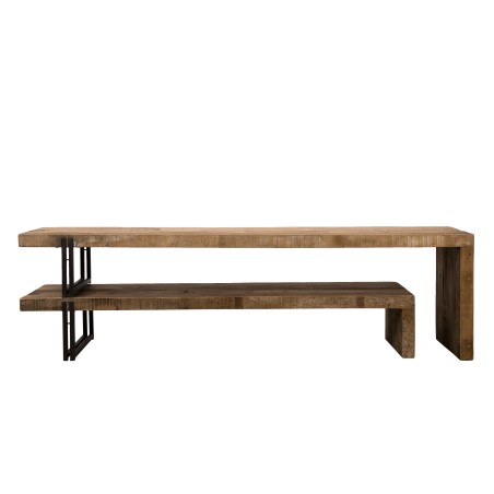 SIXTINE Brown TV Stand 2 Levels - Recycled Teak, Acacia, Mahogany