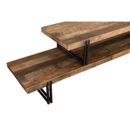 SIXTINE Brown TV Stand 2 Levels - Recycled Teak, Acacia, Mahogany