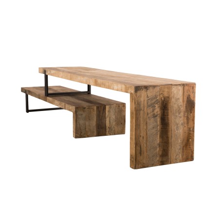 SIXTINE Brown TV Stand 2 Levels - Recycled Teak, Acacia, Mahogany