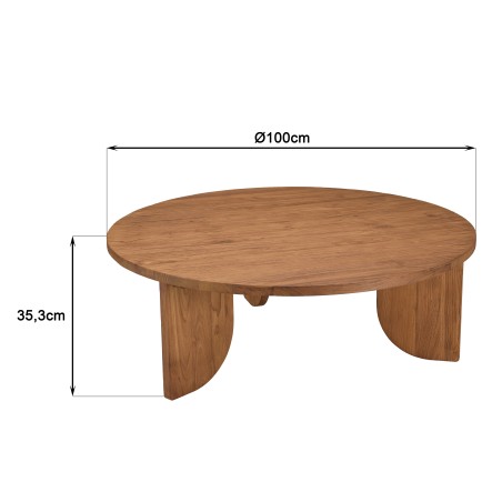 Table basse ronde D100cm en teck recyclé | Collection Sixtine