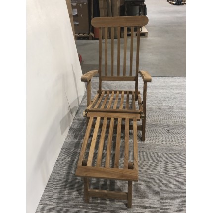 chaise longue de jardin en bois teck brut - Macabane | Seconde main
