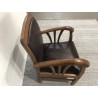 Fauteuil en bois de teck et cuir marron | SECONDE MAIN