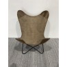 Chaise butterfly en toile et cuir | SECONDE MAIN