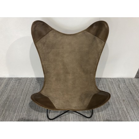 Chaise butterfly en toile et cuir | SECONDE MAIN