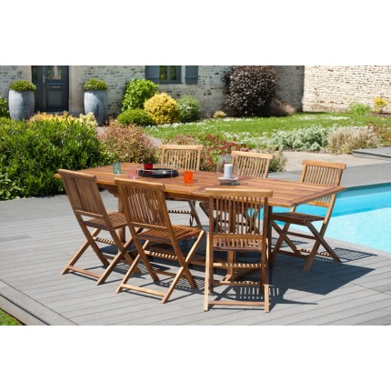 MAEVA Garden Table for 4/6 People - Teak Wood - Extendable 120/180 x 90 cm