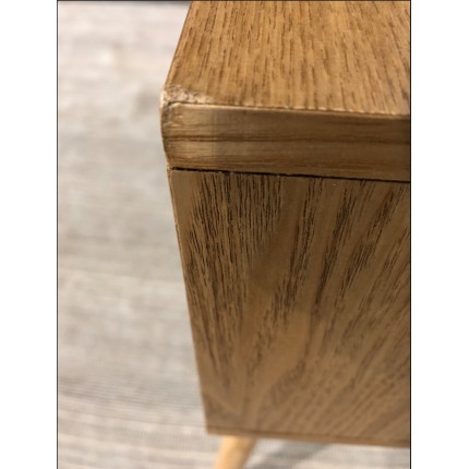 SECONDE MAIN - Console couleur naturelle 2 tiroirs bois cannage