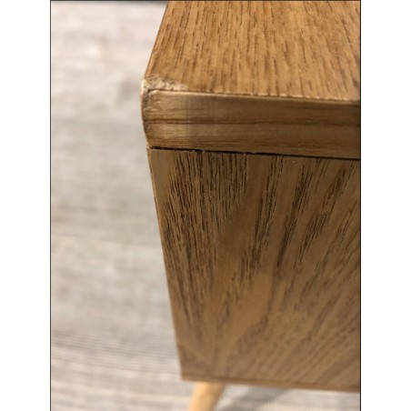 SECONDE MAIN - Console couleur naturelle 2 tiroirs bois cannage