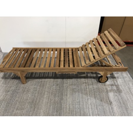 SECONDE MAIN - Bain de soleil avec roulettes en Teck