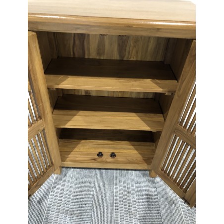 API Brown Cabinet with 2 Louvered Doors in Teak Wood