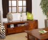LORINE Low TV Stand - Brown Mindi Wood - 3 Drawers