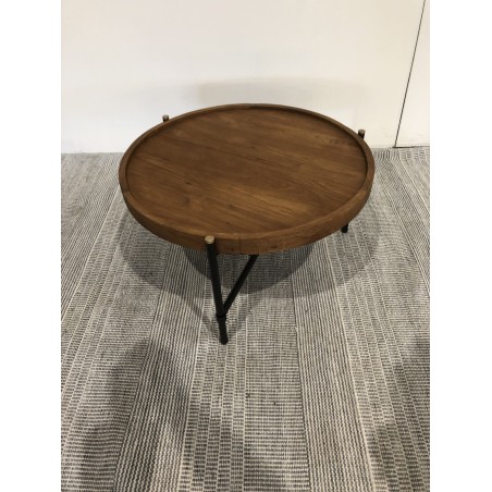 SIXTINE Round Coffee Table 58x58cm - Recycled Teak Top