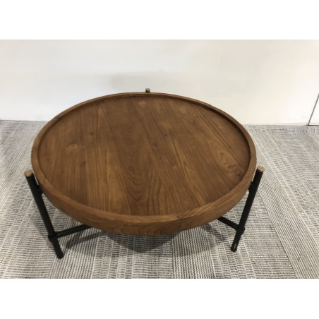 SIXTINE Round Coffee Table 58x58cm - Recycled Teak Top