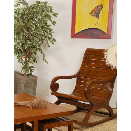Rockingchair marron bois Mindi LAUREN