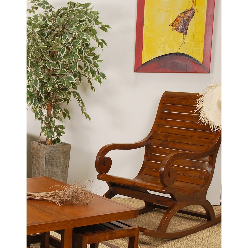 Rockingchair marron bois Mindi LORINE Rockingchair marron bois Mindi LORINE