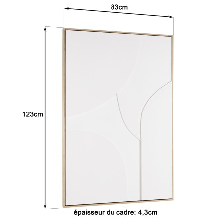 Wall decoration 83x123cm white abstract shapes in relief | Second Hand