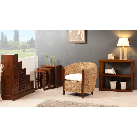 Set de 3 tables gigognes rectangulaires marrons bois Mindi LAUREN