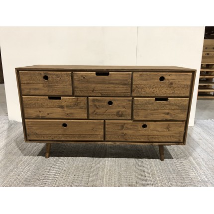 Commode scandi bois marron 8 tiroirs | Second Hand