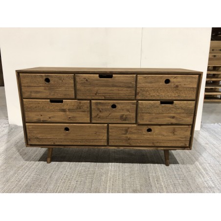 Brown Wood Scandi Chest of Drawers with 8 Drawers | Second Hand