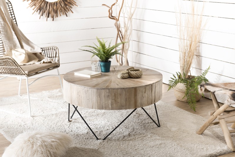 Round coffee table 90x90cm natural teak wood | Second-hand Round coffee table 90x90cm natural teak wood | Second-hand