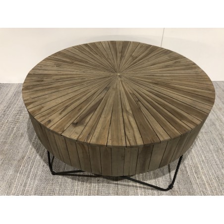 Round coffee table 90x90cm natural teak wood | Second-hand