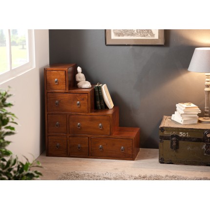 LAUREN Small Brown Mindi Wood Staircase Cabinet