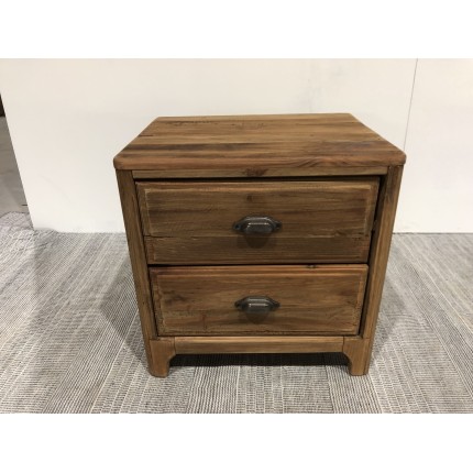 Brown bedside table with 2 drawers, recycled pine | Second Hand