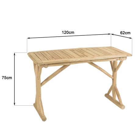 Bureau WILL en branches de teck naturel 120x60cm | Seconde main