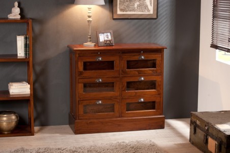 Grainetier marron 6 tiroirs bois Mindi LORINE