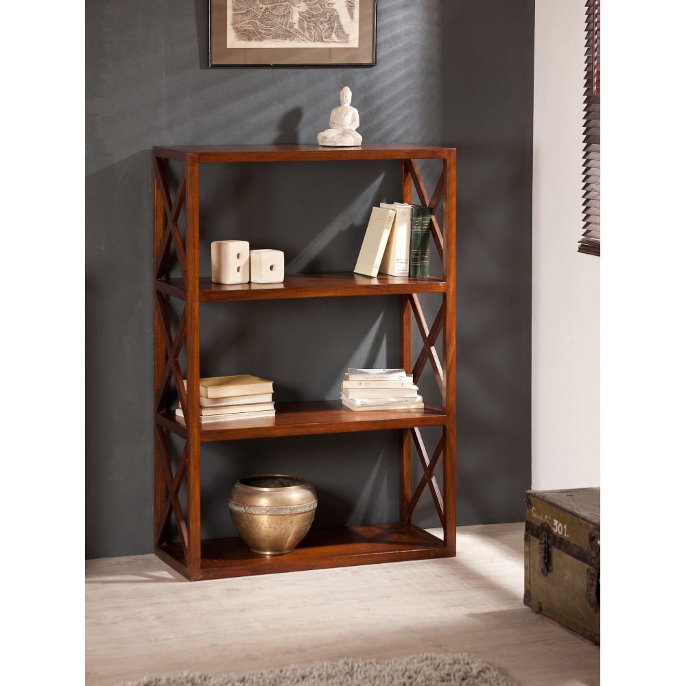 LORINE Brown 3-tier lattice shelf Mindi wood LORINE Brown 3-tier lattice shelf Mindi wood