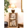 LORINE Brown Shelf Unit with Wooden Latticework - 40 cm