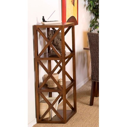 LORINE Brown Shelf Unit with 3 Compartments - Mindi Wood
