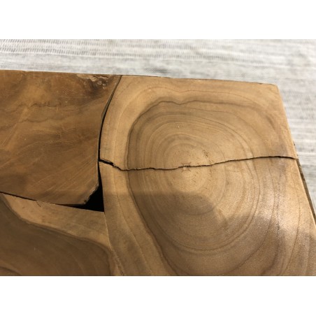 Cube 40x40cm bois Teck nature - SECONDE MAIN