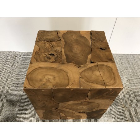 Cube 40x40cm bois Teck nature - SECONDE MAIN