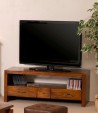 LORINE Brown TV Stand with 2 Large Drawers and 1 Small Drawer